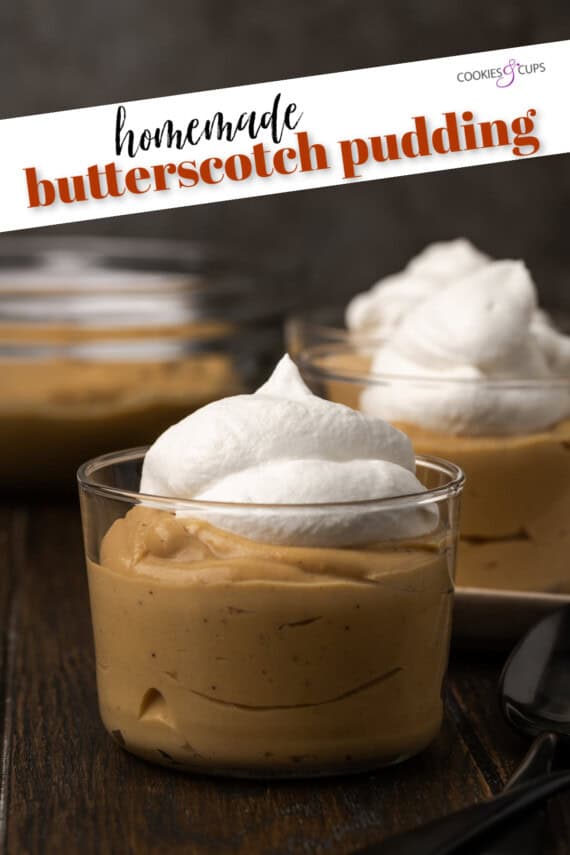 Selbstgemachter Buttertoffee-Pudding Pinterest-Bild mit Text